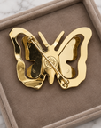 GAS BIJOUX - BROCHE PAPILLON DORÉE AVEC PIERRES ET CRISTAUX