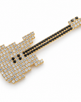 GAS BIJOUX - BROCHE GUITARE CRISTAUX BLANCS ET NOIRS - MÉTAL DORÉ