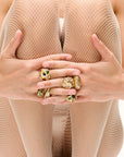 GAS BIJOUX - BAGUE FRAGMENT STRASS BLANCS - TAILLE 3