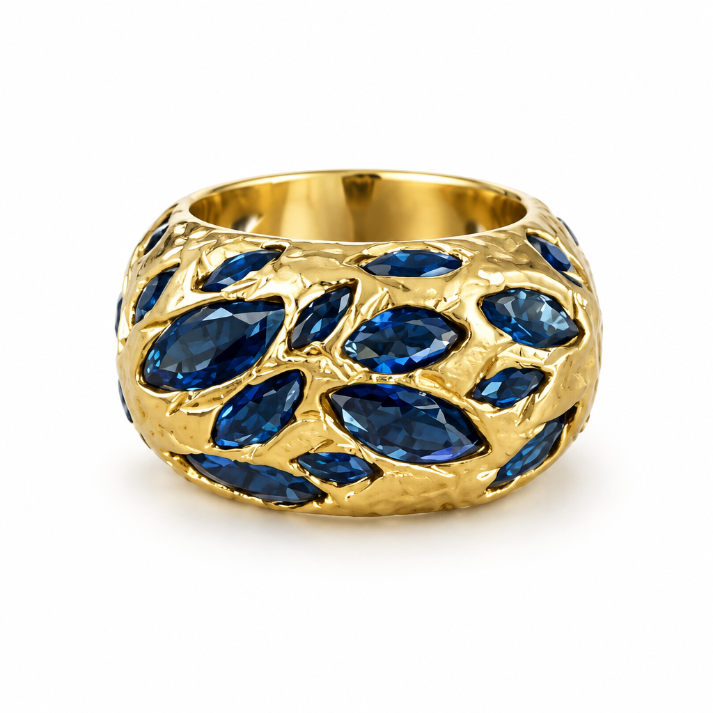 GAS BIJOUX - BAGUE PRISME STRASS BLEU MARINE - 2 TAILLES