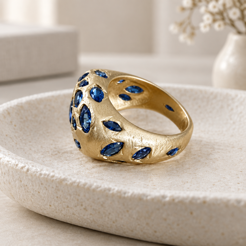 GAS BIJOUX - BAGUE PRISME STRASS BLEU MARINE - 2 TAILLES