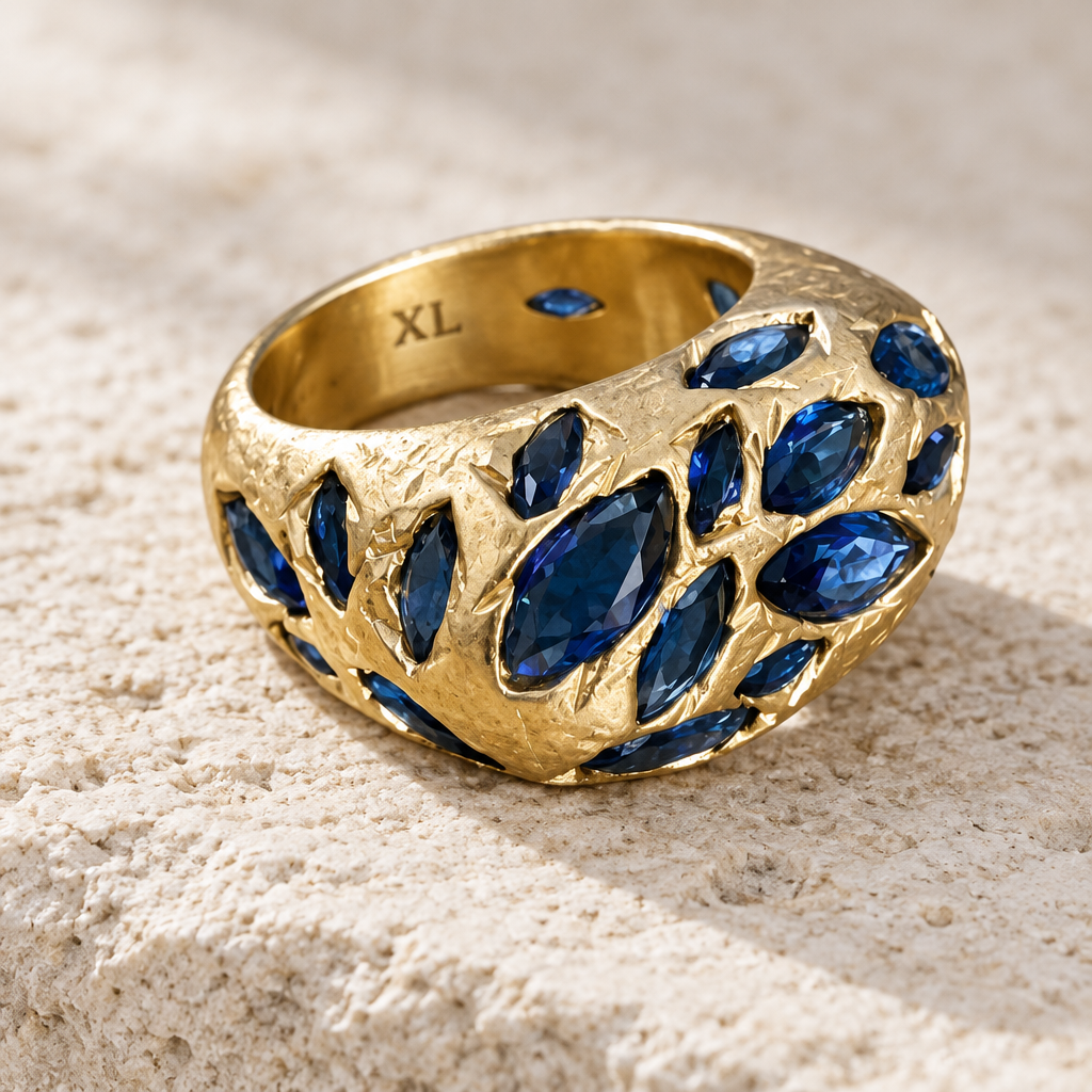 GAS BIJOUX - BAGUE PRISME STRASS BLEU MARINE - 2 TAILLES