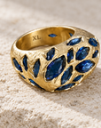 GAS BIJOUX - BAGUE PRISME STRASS BLEU MARINE - 2 TAILLES