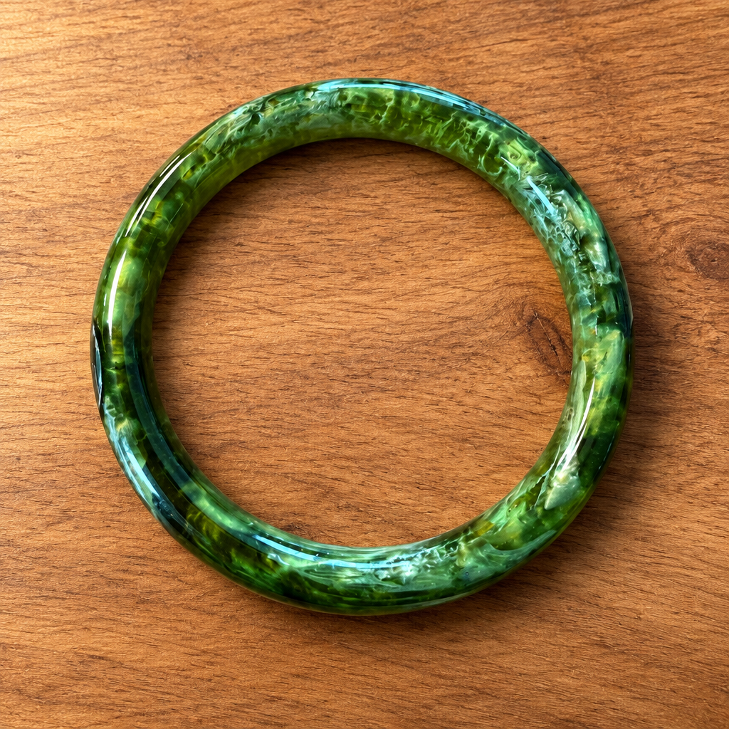 GAS BIJOUX - BRACELET JONC TURNER ACETATE VERT MÉTAL DORÉ