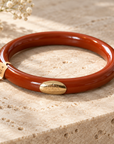 GAS BIJOUX - BRACELET JONC TURNER ACÉTATE TERRACOTA - MÉTAL DORÉ