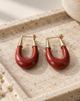 GAS BIJOUX - BOUCLES D'OREILLES ECUME PETIT MODELE MÉTAL DORÉ - ACETATE TERRACOTA