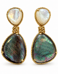 GAS BIJOUX - BOUCLES D'OREILLES SILIA DORÉES - NACRE BLANCHE ET NACRE GRISE