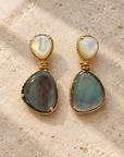 GAS BIJOUX - BOUCLES D'OREILLES SILIA DORÉES - NACRE BLANCHE ET NACRE GRISE