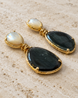 GAS BIJOUX - BOUCLES D'OREILLES SILIA DORÉES - NACRE BLANCHE ET NACRE GRISE