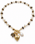 GAS BIJOUX - COLLIER GIPSY CHARMS - METAL DORE - PIERRES NATURELLES