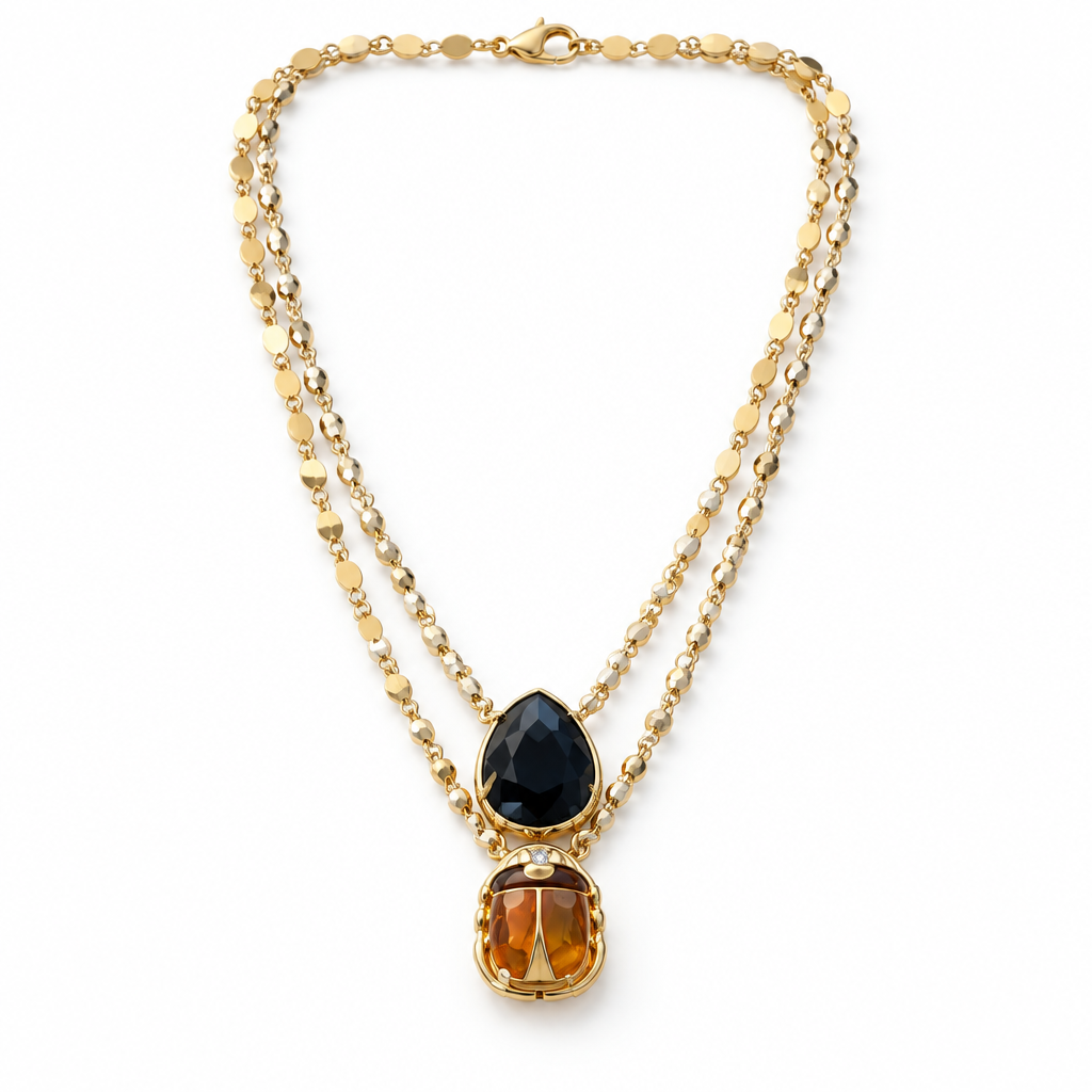 GAS BIJOUX - COLLIER SCAPULAIRE SCARAMOUCHE ÉMAIL - ONYX NOIR