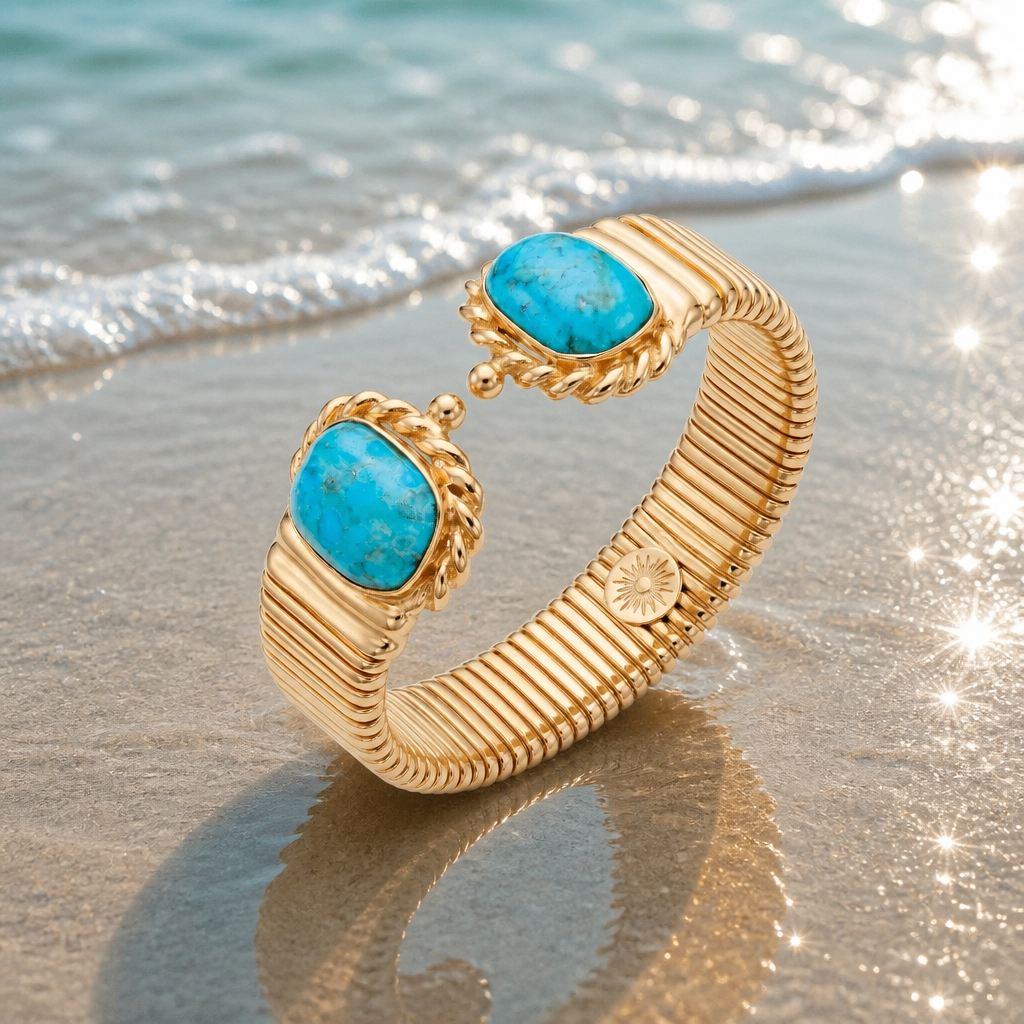 GAS BIJOUX - BRACELET AMARANTE DOUBLE DORÉ - TURQUOISE