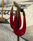 GAS BIJOUX - Boucles d'oreilles ECUME grand modèle acétate dorées - Rouge
