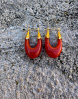 GAS BIJOUX - Boucles d'oreilles ECUME petit modèle acétate dorées - Rouge