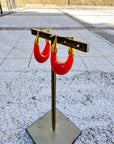 GAS BIJOUX - Boucles d'oreilles ECUME petit modèle acétate dorées - Rouge