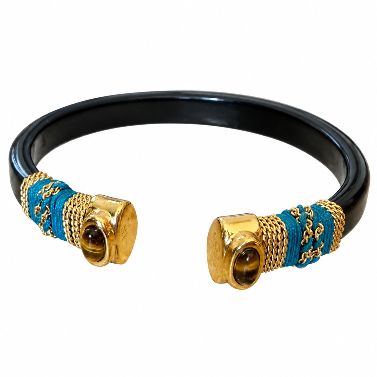 GAS BIJOUX - BRACELET SARINA ACETATE NOIR - MÉTAL DORÉ