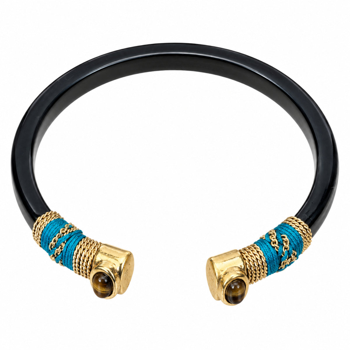 GAS BIJOUX - BRACELET SARINA ACETATE NOIR - MÉTAL DORÉ