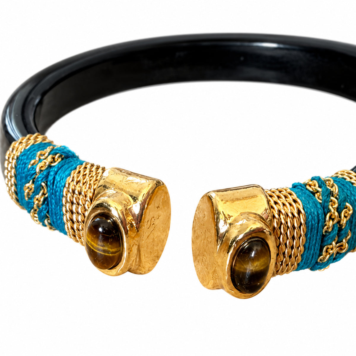 GAS BIJOUX - BRACELET SARINA ACETATE NOIR - MÉTAL DORÉ