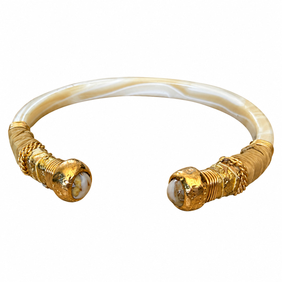 GAS BIJOUX - BRACELET SARI ACÉTATE IVOIRE - MÉTAL DORÉ