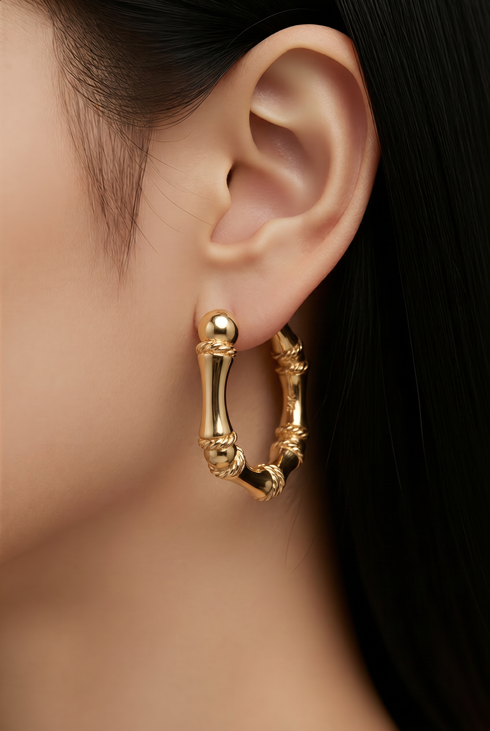 GAS BIJOUX - BOUCLES D'OREILLES CREOLES BAMBOU  PETIT MODELE DORÉES