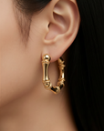 GAS BIJOUX - BOUCLES D'OREILLES CREOLES BAMBOU  PETIT MODELE DORÉES