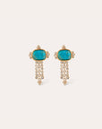 GAS BIJOUX - Boucles d’oreilles TİKİ dorées à l’or fin - Turquoise