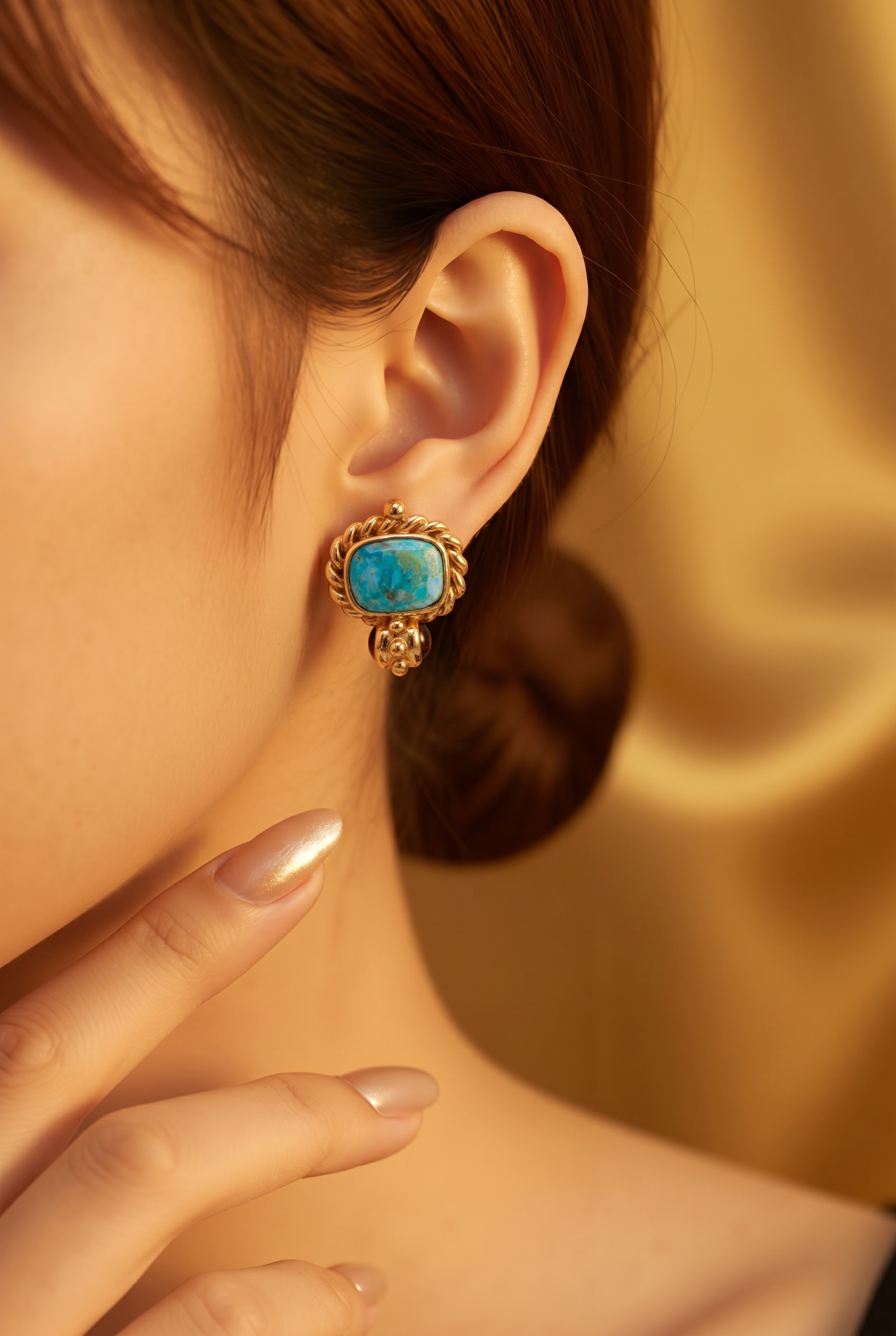 GAS BIJOUX - BOUCLES D'OREILLES AMARANTE PUCES DORÉEES - CABOCHONS TURQUOISE