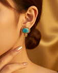 GAS BIJOUX - BOUCLES D'OREILLES AMARANTE PUCES DORÉEES - CABOCHONS TURQUOISE