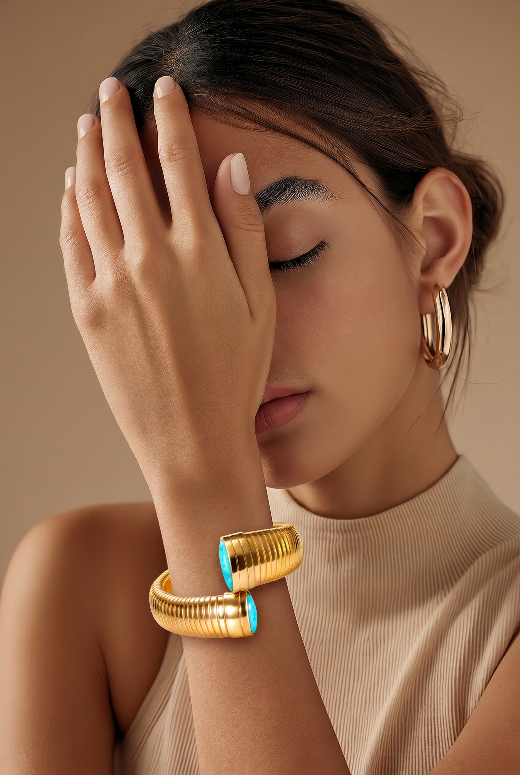 GAS BIJOUX - BRACELET ANTIGONE DORÉ - TURQUOISE