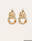 GAS BIJOUX - Boucles d’oreilles MITSI petit modèle dorées - Cornaline, amazonite et nacre blanche