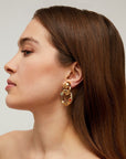 GAS BIJOUX - Boucles d’oreilles MITSI petit modèle dorées - Cornaline, amazonite et nacre blanche