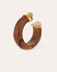 GAS BIJOUX - Boucles d'Oreilles Créoles Abalone acétate dorées - Bois
