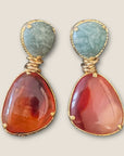 GAS BIJOUX - Boucles d’oreilles SILIA dorées - Aigue marine et Cornaline