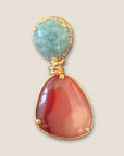 GAS BIJOUX - Boucles d’oreilles SILIA dorées - Aigue marine et Cornaline