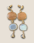 GAS BIJOUX - Boucles d’oreilles SILÈNE petit modèle dorées à l’or fin - Bois et nacre blanche