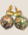 GAS BIJOUX - Boucles d’oreilles DECALCO dorées à l’or fin - Noires et cristaux jaunes
