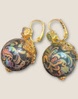 GAS BIJOUX - Boucles d’oreilles DECALCO dorées à l’or fin - Noires et cristaux jaunes