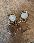 GAS BIJOUX - Boucles d'oreilles COLORADO dorées à l'or fin CLIPS - Nacre et bois