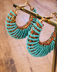 GAS BIJOUX - Boucles d'oreilles IZZIA grand modèle dorées à l'or fin - Turquoise et cristaux de Swarovski orange