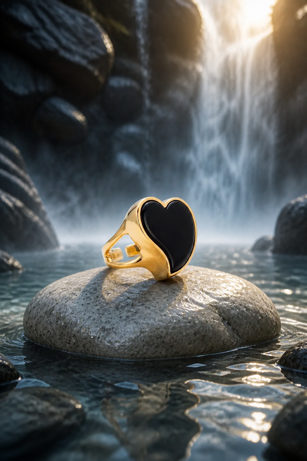 GAS BIJOUX - BAGUE MIRAGE COEUR EMAIL NOIR - TAILLE 3