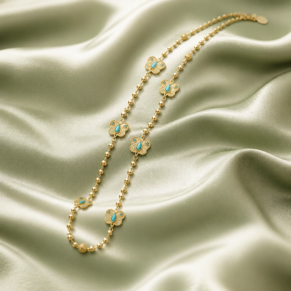 GAS BIJOUX - SAUTOIR PAZ DORE - TURQUOISE