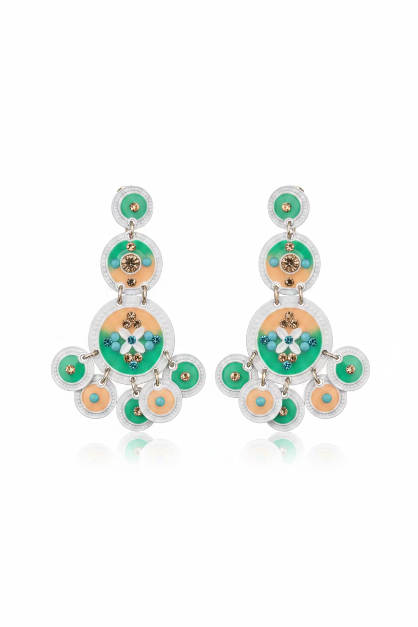 GAS BIJOUX - BOUCLES D'OREILLES SEQUIN TRIPLE - BASE BLANCHE - INÉDITE