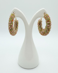 GAS BIJOUX - BOUCLES D'OREILLES IZZIA PERLE GM DOREES - VERTES ET ROSES
