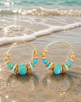 GAS BIJOUX - BOUCLES D'OREILLES CREOLES ALOHA - TURQUOISE