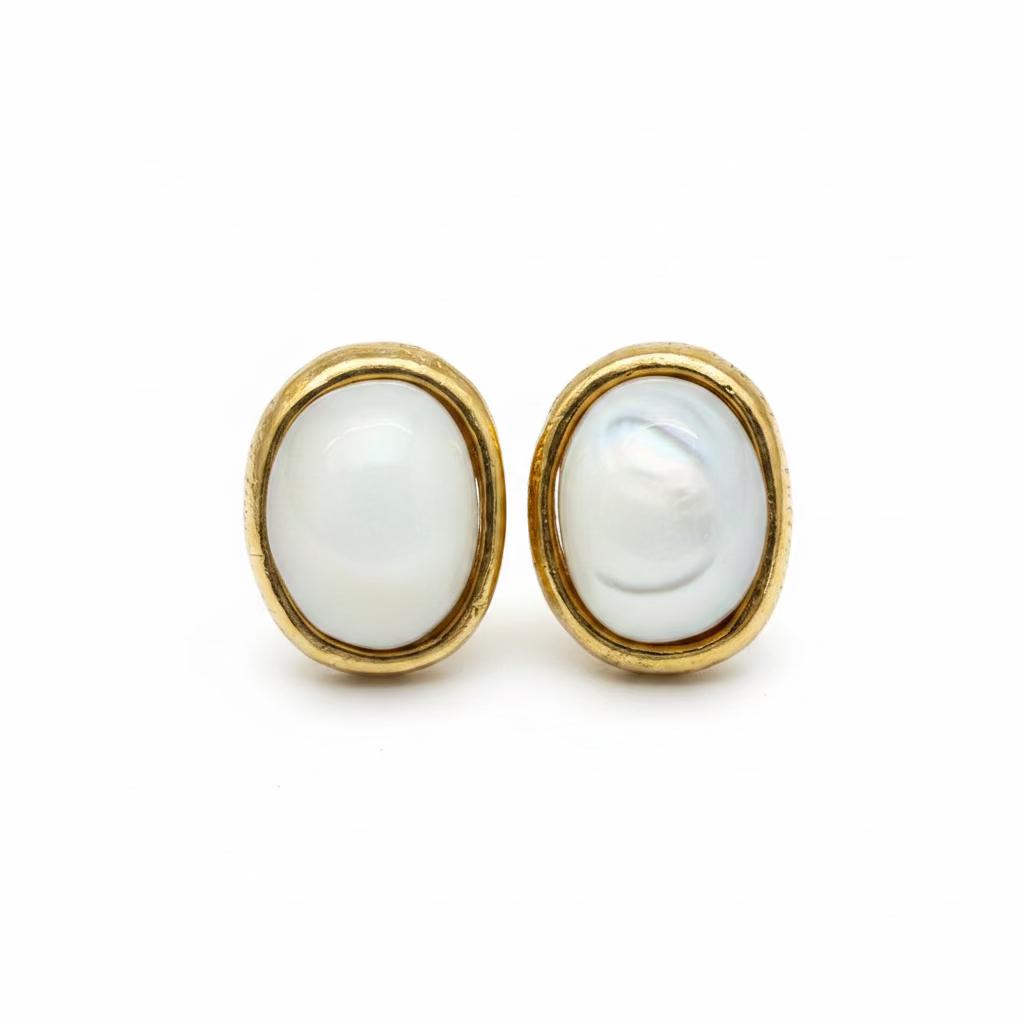 GAS BIJOUX - BOUCLES D'OREILLES PUCES OVO - NACRE BLANCHE