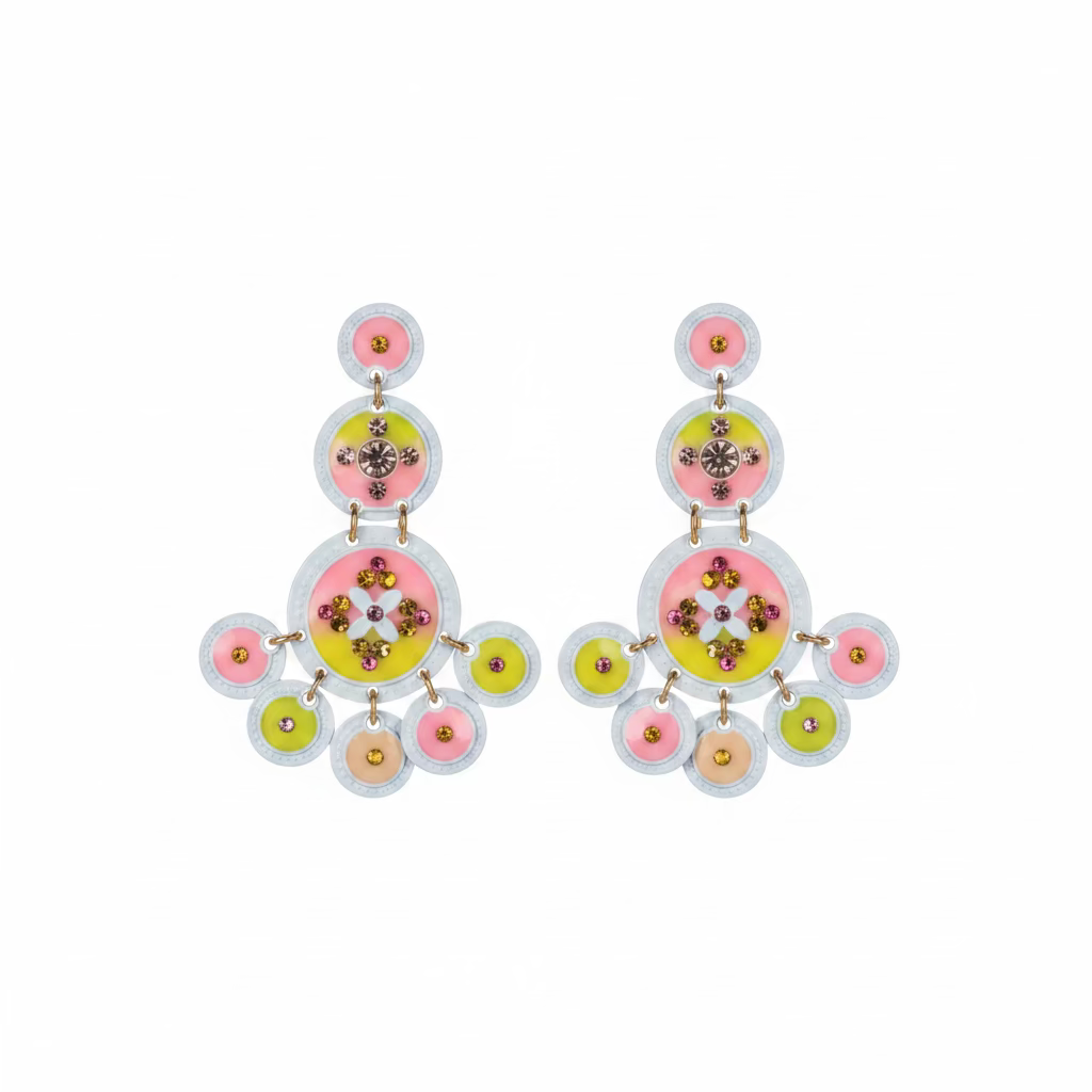 GAS BIJOUX - BOUCLES D'OREILLES SEQUINS TRIPLE BASE BLANCHE - ROSES