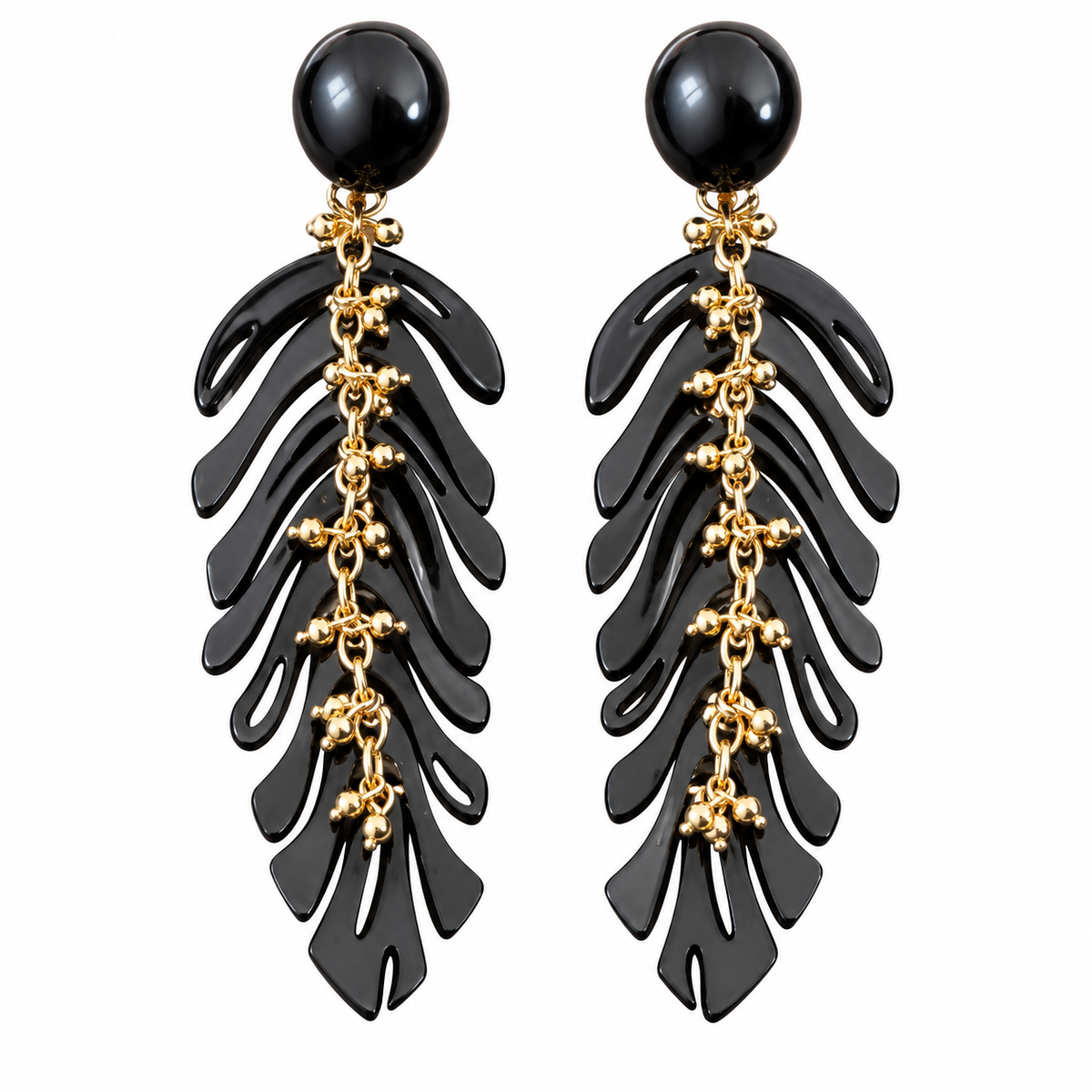 GAS BIJOUX - BOUCLES D'OREILLES CAVALLO ACÉTATE NOIR - EMBOUTS ACÉTATE NOIR