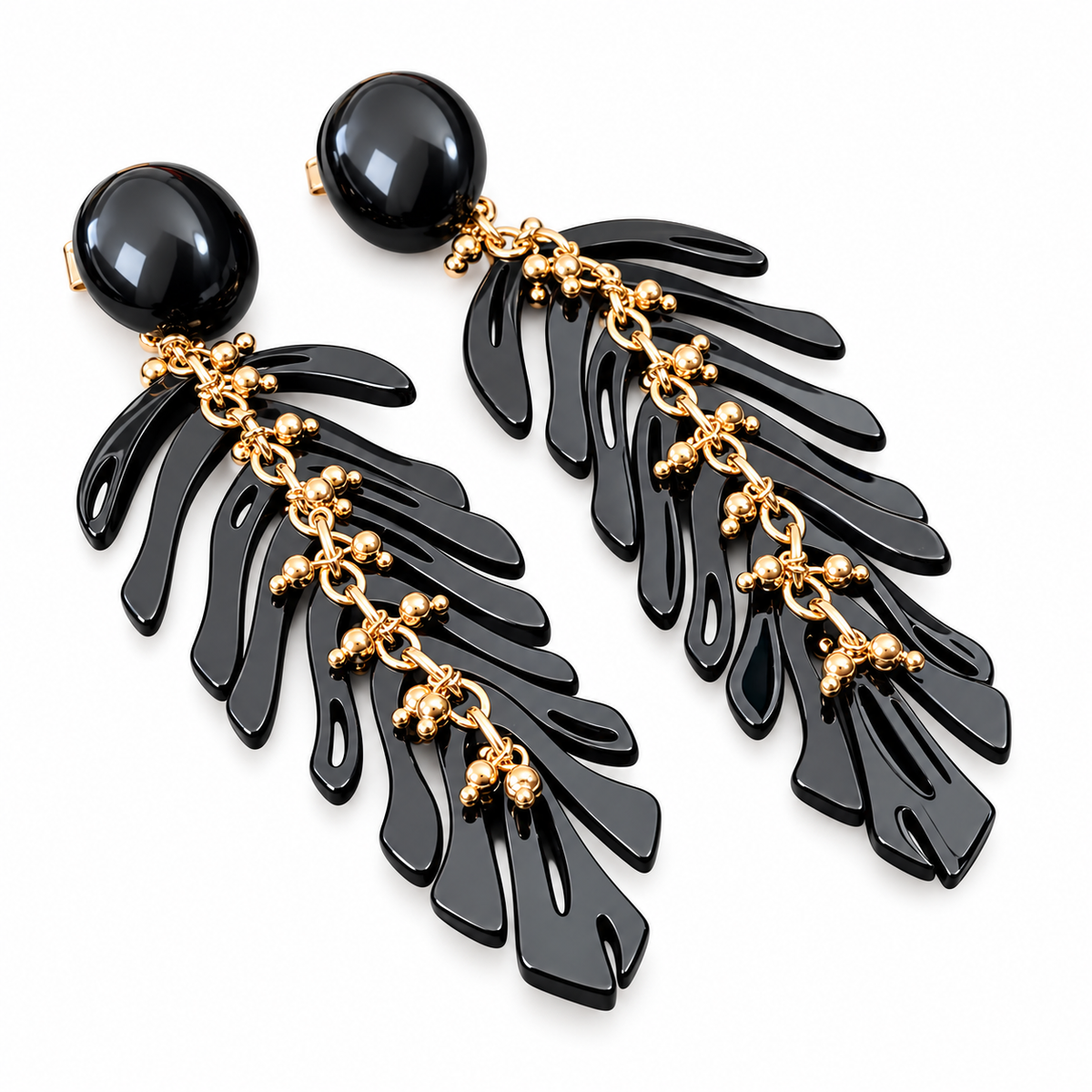 GAS BIJOUX - BOUCLES D'OREILLES CAVALLO ACÉTATE NOIR - EMBOUTS ACÉTATE NOIR