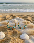 GAS BIJOUX - BOUCLES D'OREILLES CREOLES ALOHA MINI - BLEUES ET VERTES