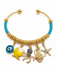 GAS BIJOUX - BRACELET ZANCHA DORÉ ET FILS DE SOIE TURQUOISE